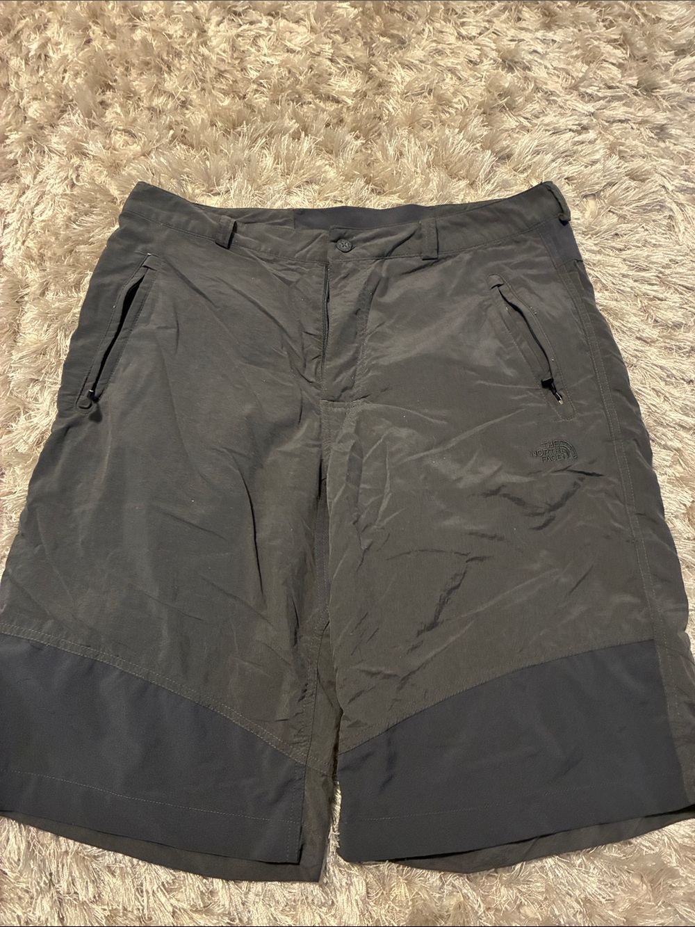 The North Face Men's Dark Gray Hybrid Hiking Shorts with Black Panels